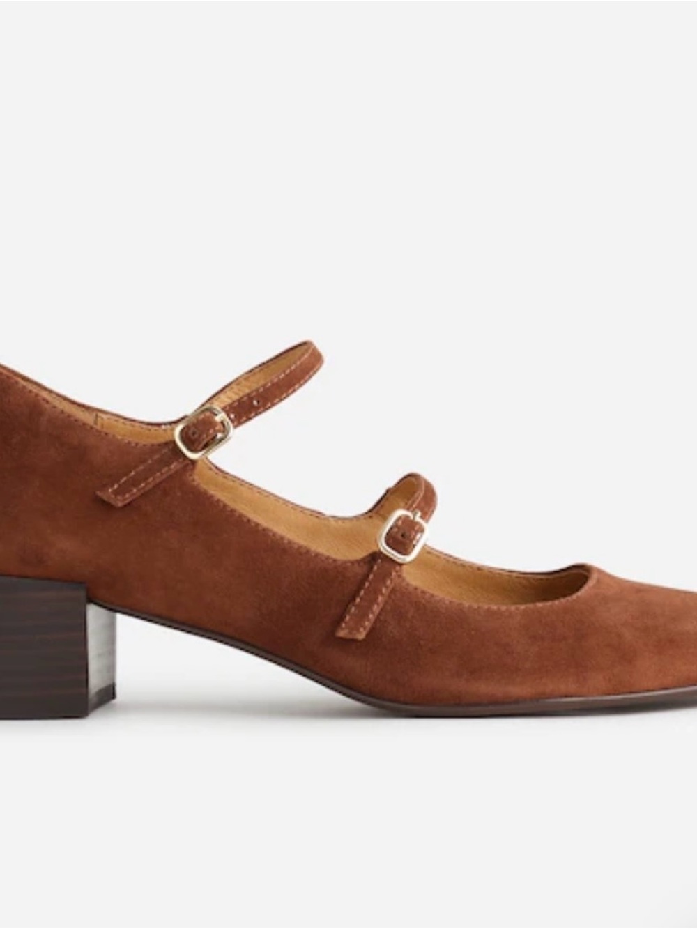 Madewell Nettie Suede Heeled Mary Jane Shoes Mahogany - Picture 2 of 11